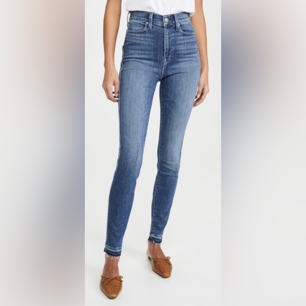 Ayr The Riser 24 Jeans Skinny Stretch Medium Wash High Waisted Raw Hem